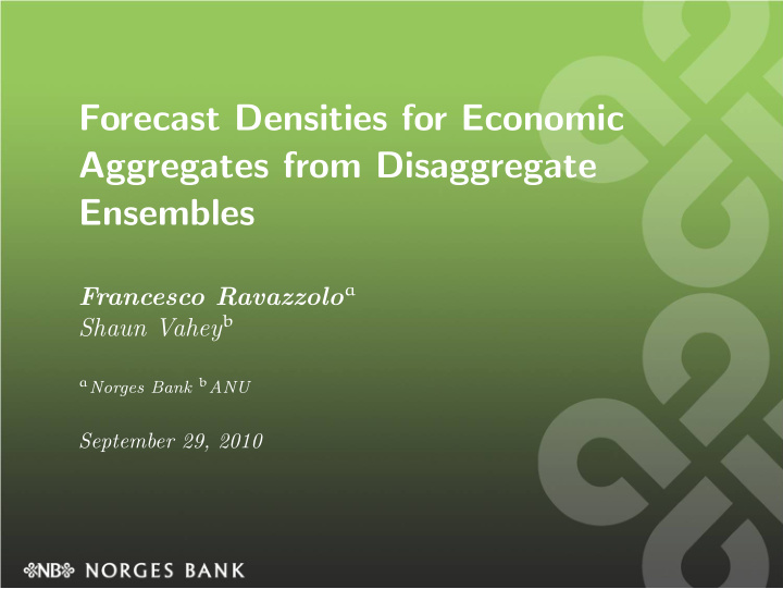 forecast densities for economic aggregates from