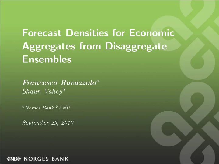 forecast densities for economic aggregates from