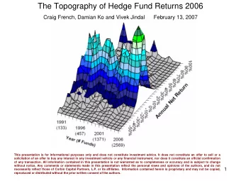 The Topography of Hedge Fund Returns 2006  Craig French, Damian Ko and Vivek Jindal  February 13,
