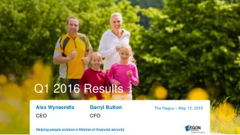 Q1 2016 Results  Alex Wynaendts  Darryl Button The Hague  May 12, 2016  CEO  CFO  Helping people