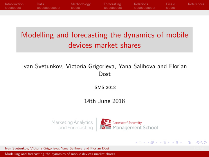 modelling and forecasting the dynamics of mobile devices