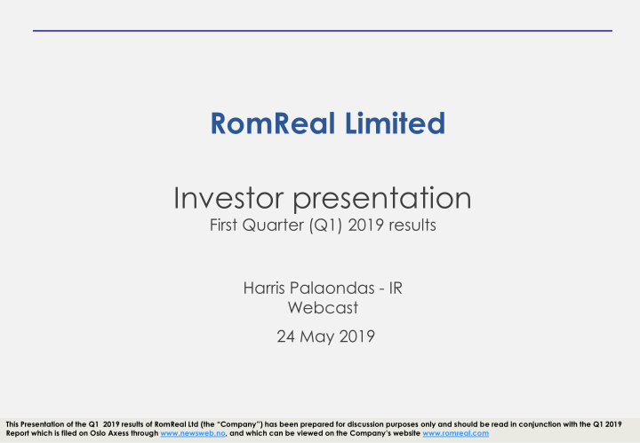 romreal limited investor presentation