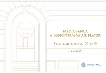 Strategi  egic  c update  2  201  016/  6/19  19  16 November 2016  Agen  enda  1.  Leveraging on