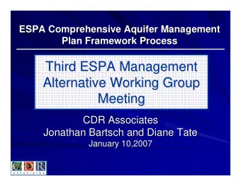 Third ESPA Management  Third ESPA Management  Alternative Working Group  Alternative Working Group