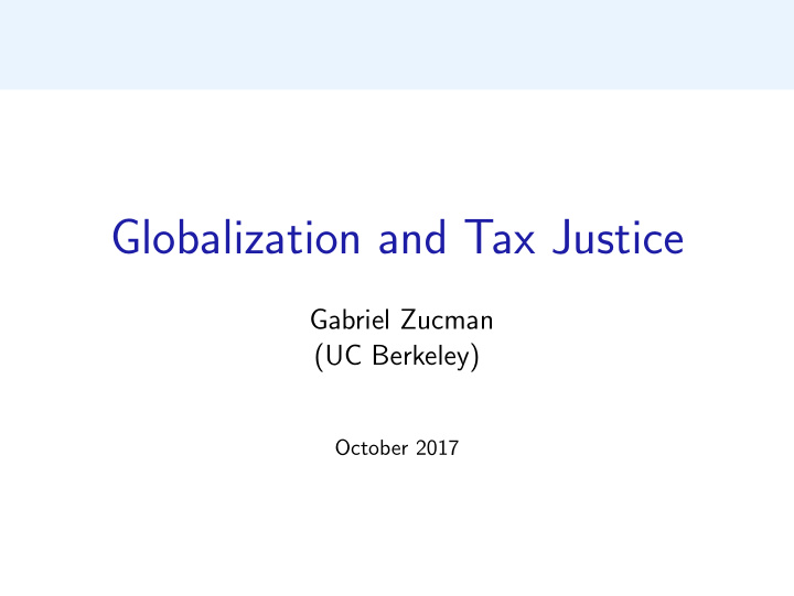globalization and tax justice