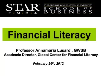Pr  Prof  ofessor A  ssor Anna  nnamaria  ria Lusa  Lusardi, GWSB  di, GWSB  Acade  demic  ic D