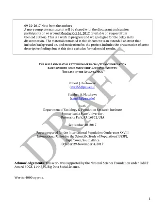 09-30-2017 Note from the authors  A more complete manuscript will be shared with the discussant and