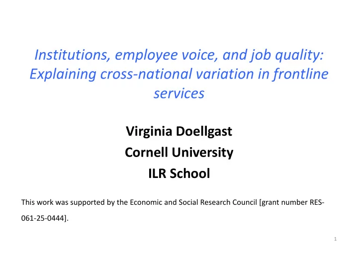institutions employee voice and job quality explaining