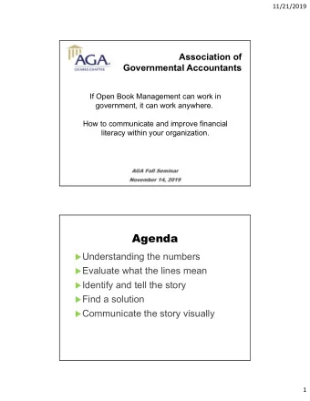 Agenda  Understanding the numbers  Evaluate what the lines mean  Identify and tell the