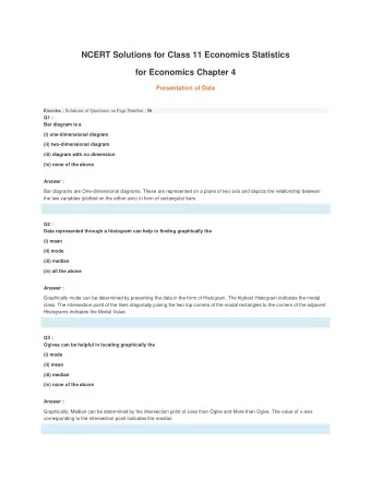 NCERT Solutions for Class 11 Economics Statistics  for Economics Chapter 4  Presentation of Data