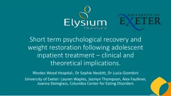 Short term psychological recovery and  weight restoration following adolescent  inpatient treatment