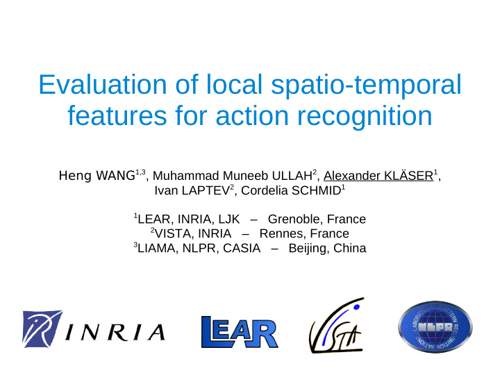 evaluation of local spatio temporal features for action