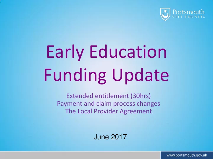 early education funding update
