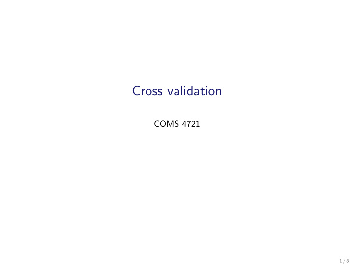 cross validation