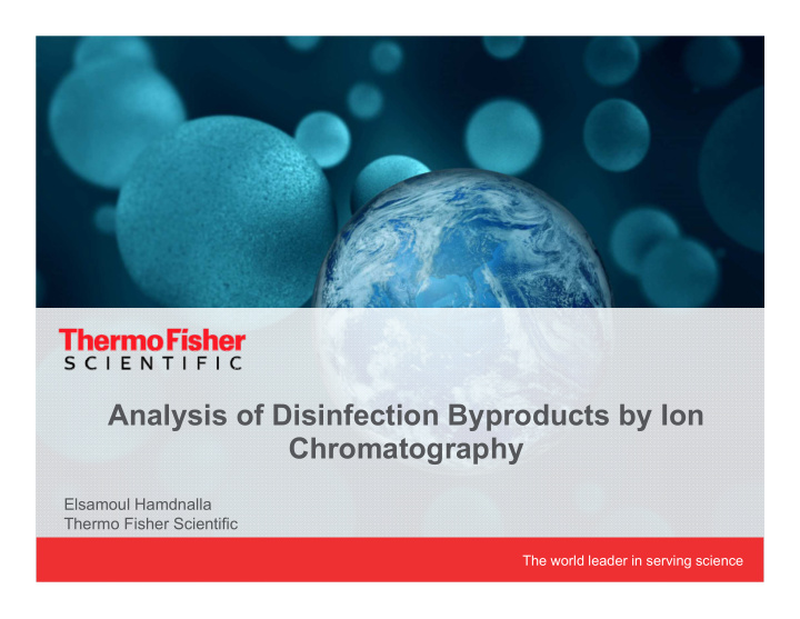 analysis of disinfection byproducts by ion chromatography