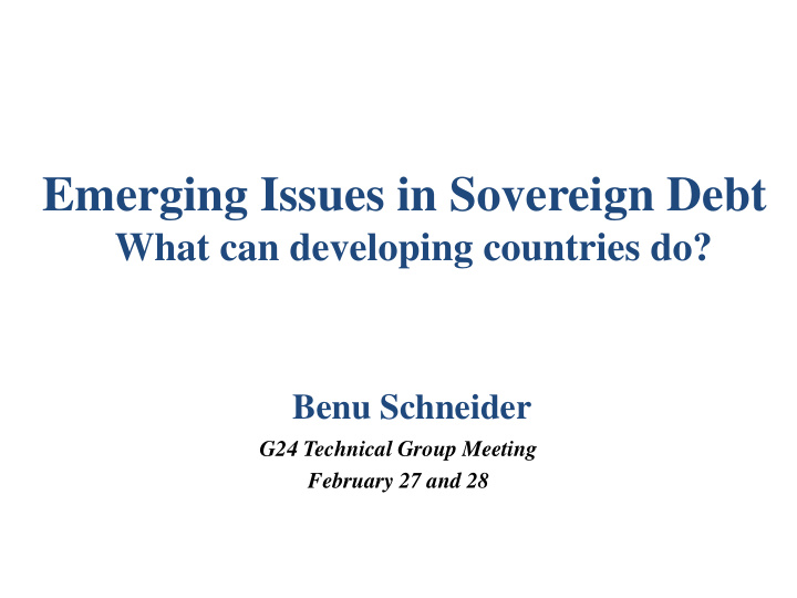emerging issues in sovereign debt