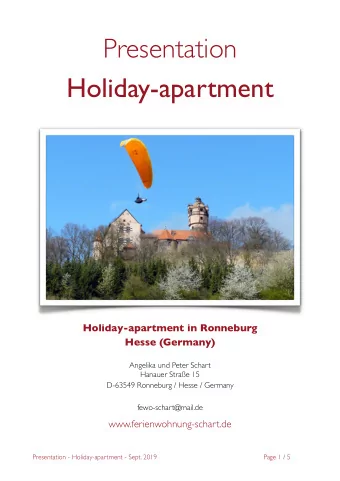 Presentation Holiday-apartment  Holiday-apartment in Ronneburg  Hesse (Germany)  Angelika und Peter