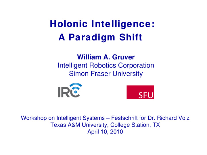 holonic intelligence holonic intelligence a paradigm shift