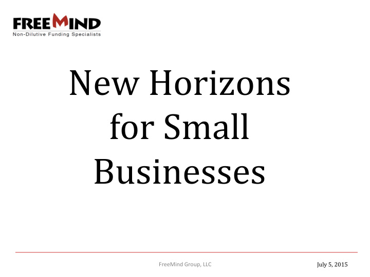 new horizons for small businesses