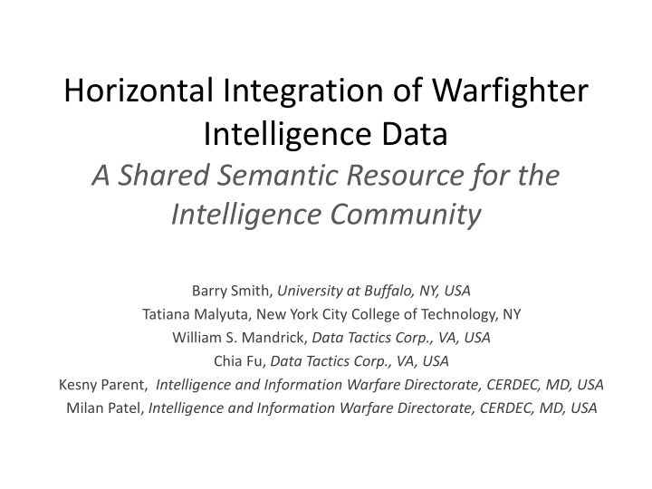 horizontal integration of warfighter intelligence data