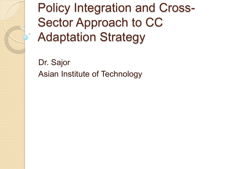 policy integration and cross sector approach to cc