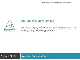 Arafura Resources Limited  Up and coming supplier of NdPr to permanent magnets used  in the growing
