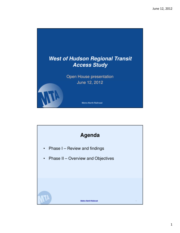 west of hudson regional transit access study