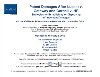 Patent Damages After Lucent v.  Gateway and Cornell v. HP  Strategies for Establishing or
