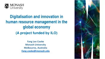 Digitalisation and innovation in  human resource management in the  global economy  (A project