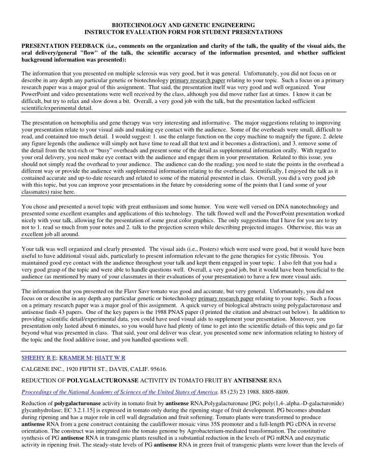 biotechnology and genetic engineering instructor