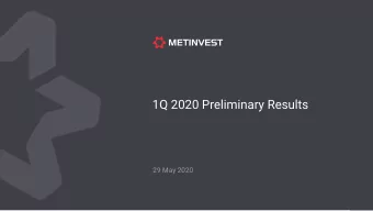 1Q 2020 Preliminary Results  29 May 2020  Disclaimer  This presentation and its contents are