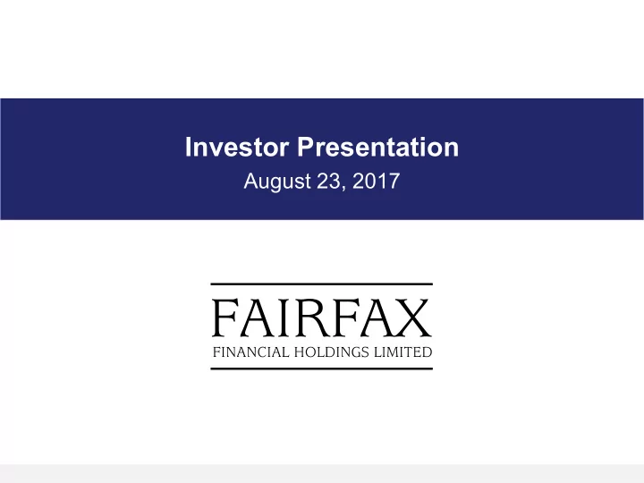 investor presentation
