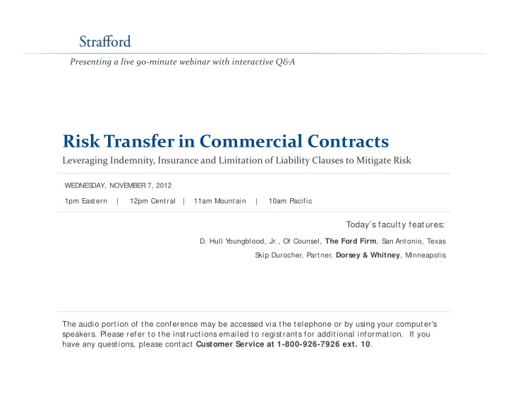 risk transfer in commercial contracts