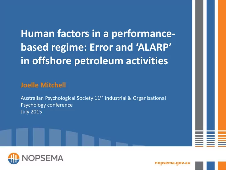 human factors in a performance based regime error and