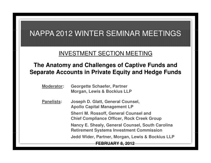 nappa 2012 winter seminar meetings