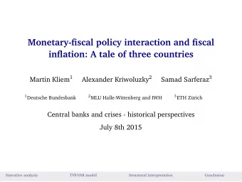 Monetary-fiscal policy interaction and fiscal  inflation: A tale of three countries Martin Kliem 1