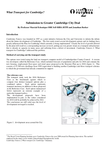 2  What Transport for Cambridge?  Submission to Greater Cambridge City Deal  By Professor Marcial