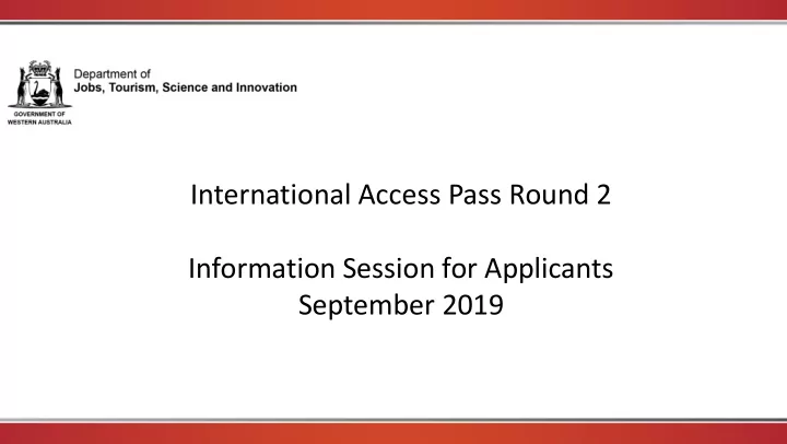 information session for applicants september 2019 welcome