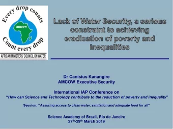 Dr Canisius Kanangire  AMCOW Executive Security  International IAP Conference on  How can