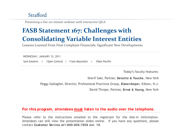 fasb statement 167 challenges with consolidating variable