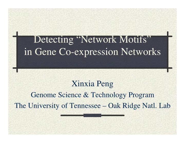 detecting network motifs in gene co expression networks