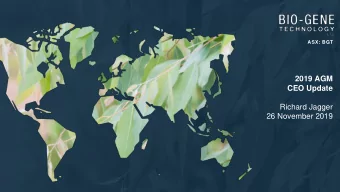 2019 AGM  CEO Update  Richard Jagger  26 November 2019  2  Disclaimer  This presentation has been