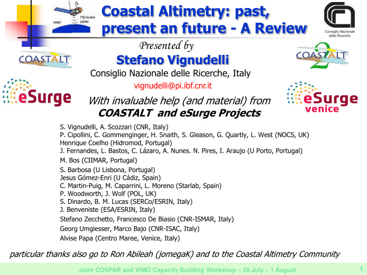 coastal altimetry past present an future a review