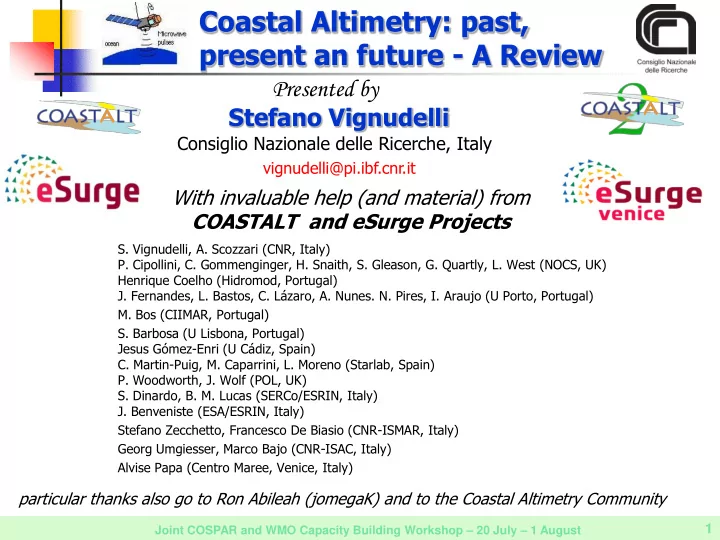 coastal altimetry past present an future a review