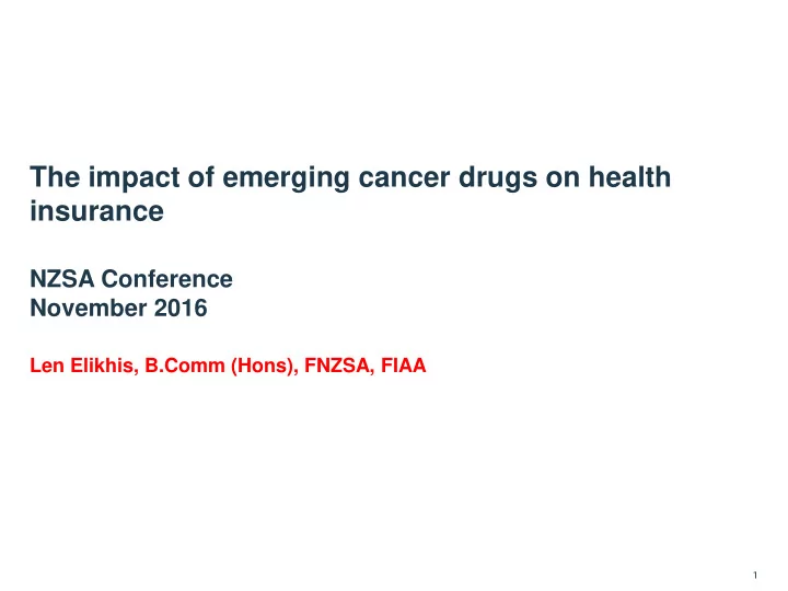the impact of emerging cancer drugs on health insurance