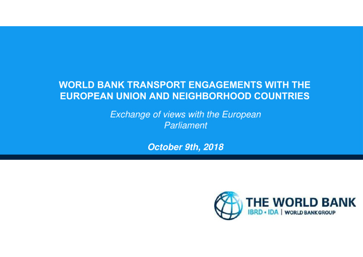 world bank transport engagements with the european union