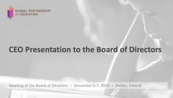 CEO Presentation to the Board of Directors  Meeting of the Board of Directors   December 6-7,