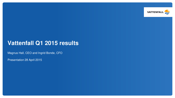 vattenfall q1 2015 results