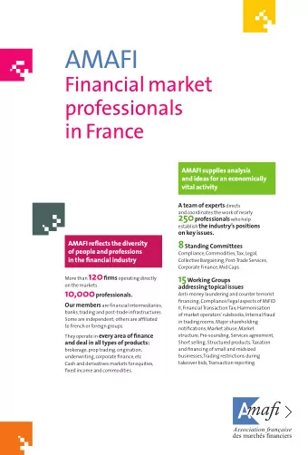AMAFI  Financial market  professionals  in France  AMAFI supplies analysis  and ideas for an