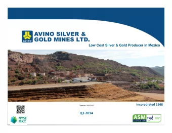 Q3 2014 Cautionary Disclaimer: Forward  Looking Statements  Safe Harbour Statement - This